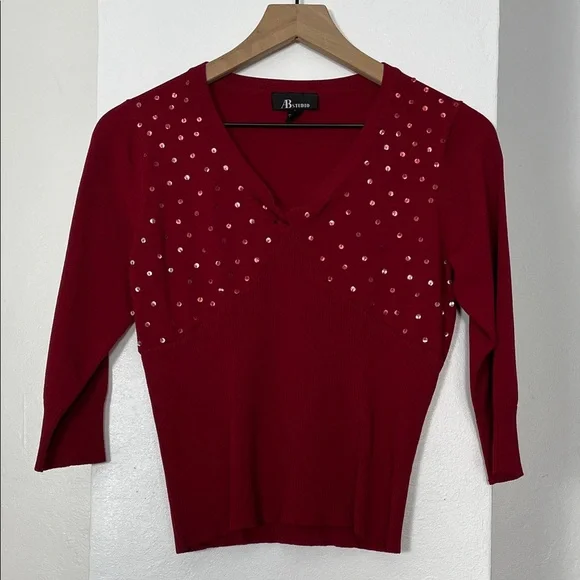 AB Studio Rich Red Knit Top - Picture 1 of 9